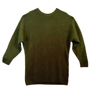 Anthropologie Impeccable Pig Womens Chunky Knit‎ Sweater Olive Green Furry S